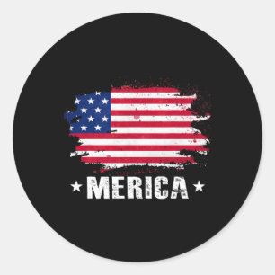 Merica 4 juli amerikansk flagga patriotisk runt klistermärke