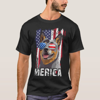 Merica 4 juli australisk nötkreaturshund USA:s fla T Shirt