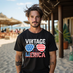 Merica 4 juli Vintage amerikansk flagga Retro T Shirt