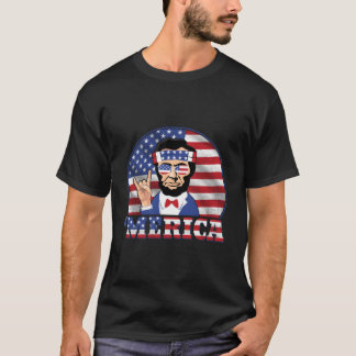 Merica Abraham Lincoln Patriotisk Amerika USA Flag T Shirt