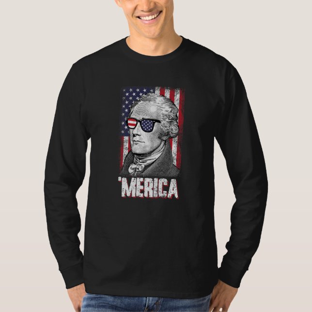 Merica Alexander Hamilton 4 juli American Fla T Shirt (Framsida)