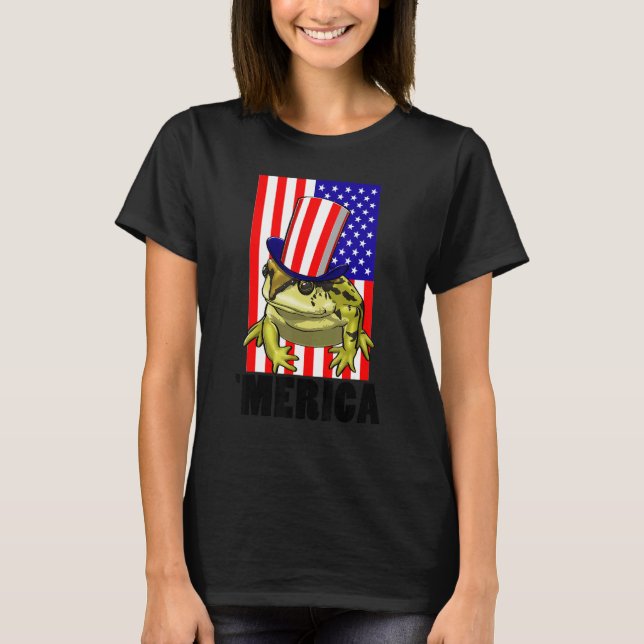 Merica American Flag Frog  Women Frog Love 1 T Shirt (Framsida)