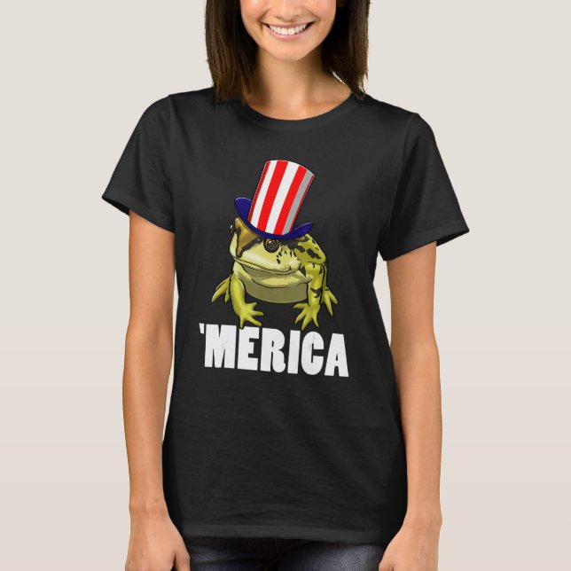 Merica American Flag Frog  Women Frog Love 8 T Shirt (Framsida)
