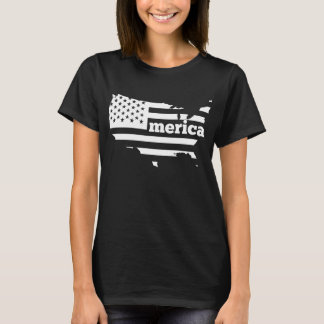Merica American Flagga Karta T Shirt