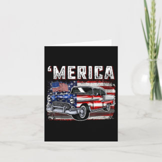 Merica American Flagga Old Car 4:e juli Kids Boy Kort