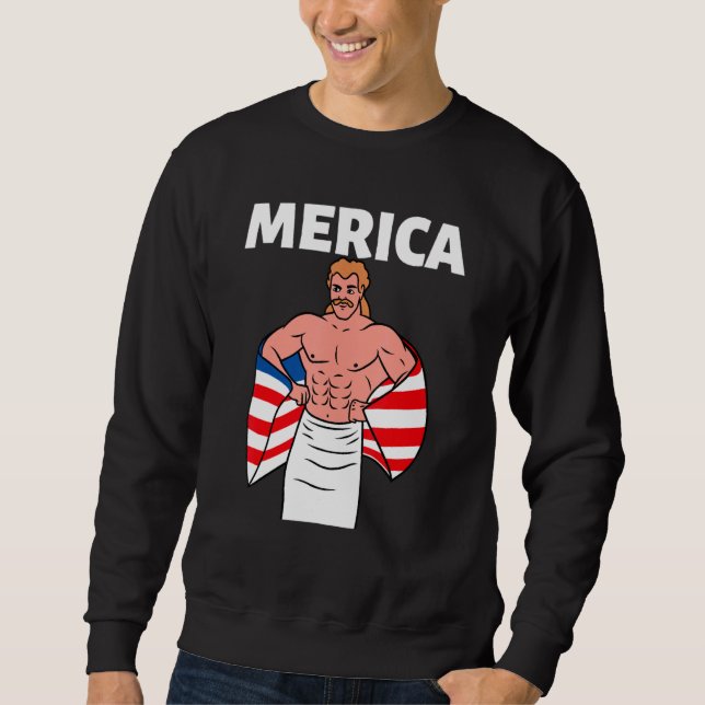 Merica American Mullet Business In Front Party In  Lång Ärmad Tröja (Framsida)