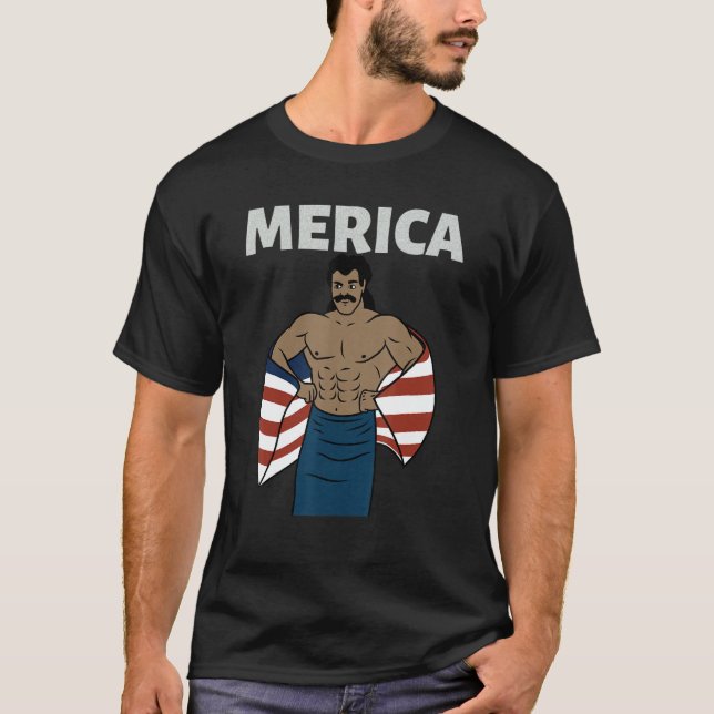 Merica American Mullet Business In Front Party In  T Shirt (Framsida)