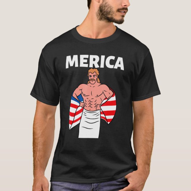 Merica American Mullet Business In Front Party In  T Shirt (Framsida)