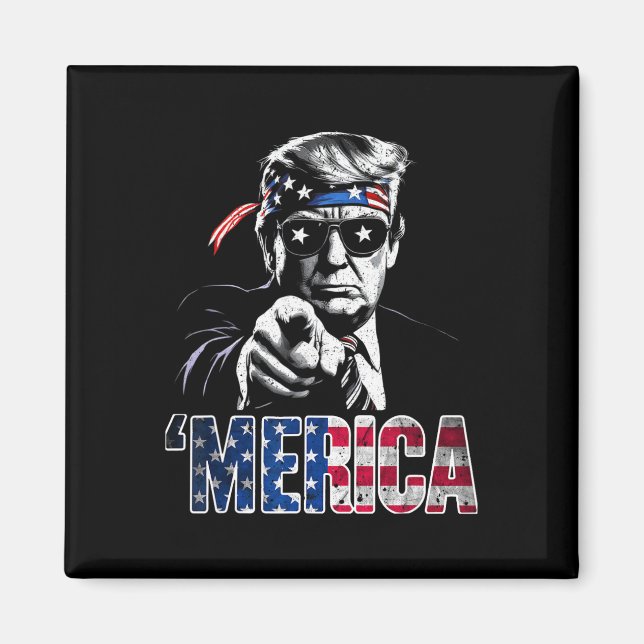 Merica Amerika Rolig Trump 4 juli  Magnet (Framsidan)