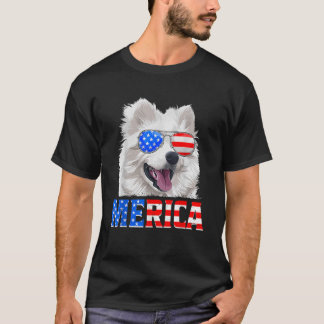 Merica Amerikansk Eskimåhund Amerikansk Flagga 4:e T Shirt