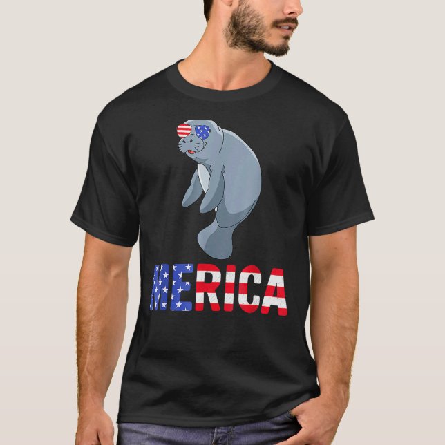 Merica Animal Sea Sunglass Ame, 4:e juli T Shirt (Framsida)