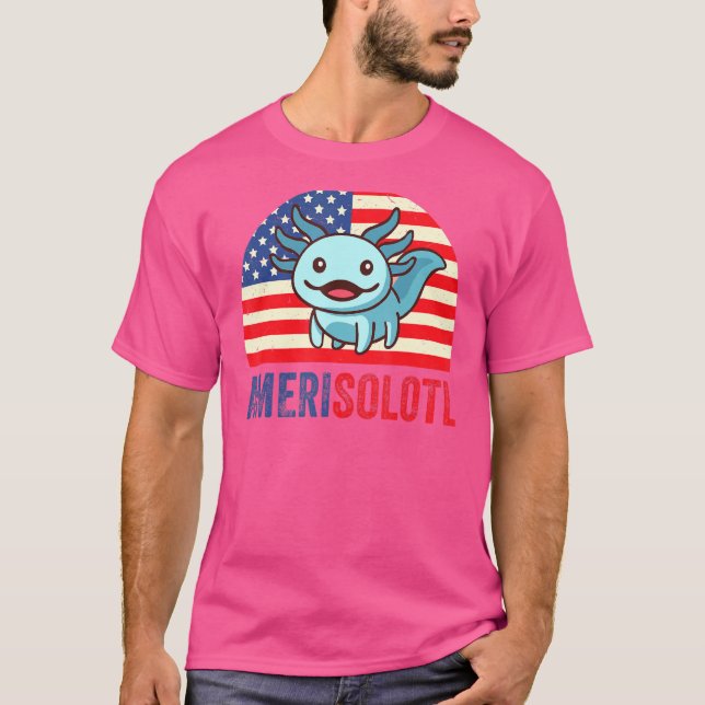 Merica Axolotl 4:e juli USA:s Flagga Patriotic Axo T Shirt (Framsida)