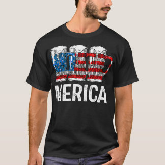 Merica Beer American Flagga T 4:e juli Gift Shirt