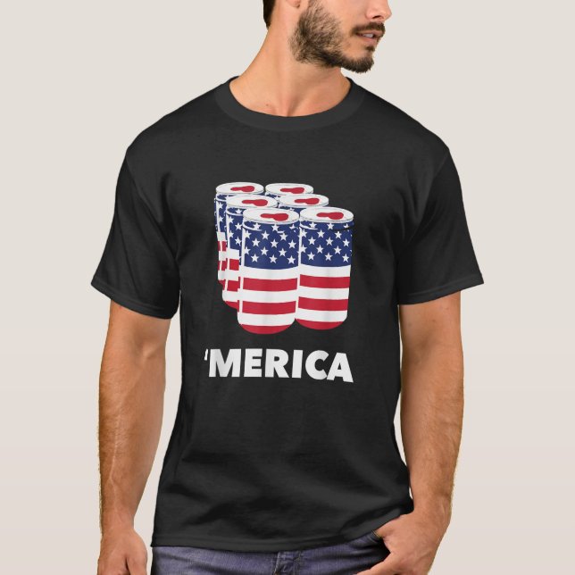 Merica Beer Pack USA flagga Funny 4 juli Gift Amer T Shirt (Framsida)