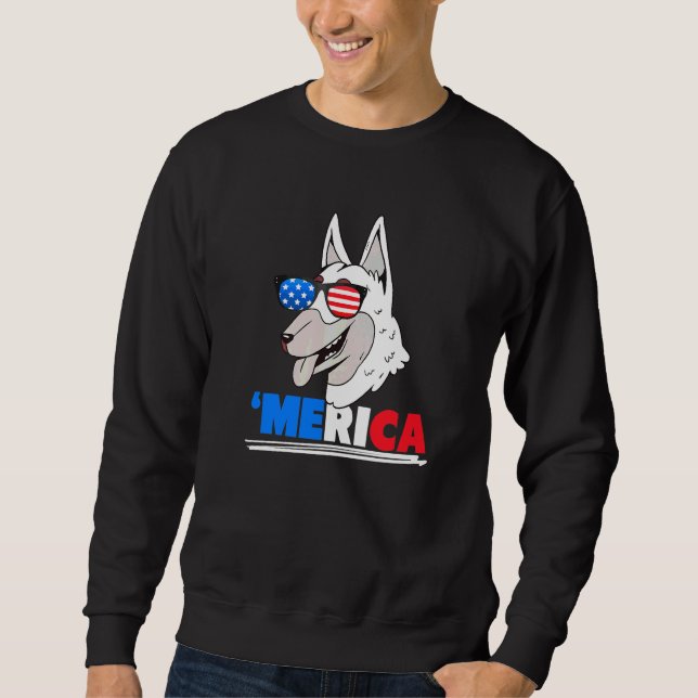Merica Belgisk Malinois Hund   Lång Ärmad Tröja (Framsida)
