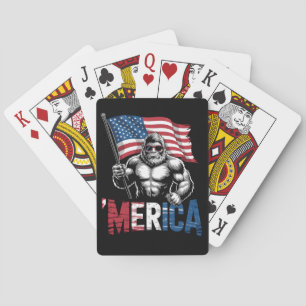 Merica Bigfoot American Flagga Patriotic 4:e juli Casinokort