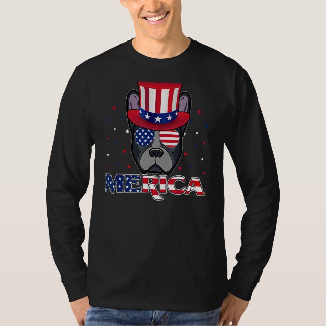 Merica Boston Terrier USA flagga Sunglasses 4th of T Shirt (Framsida)