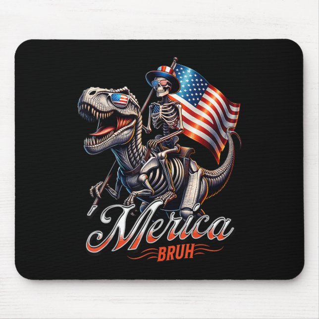 Merica Bruh Patriotic Skeleton Dinosaur T Rex 4:e Musmatta (Framsidan)