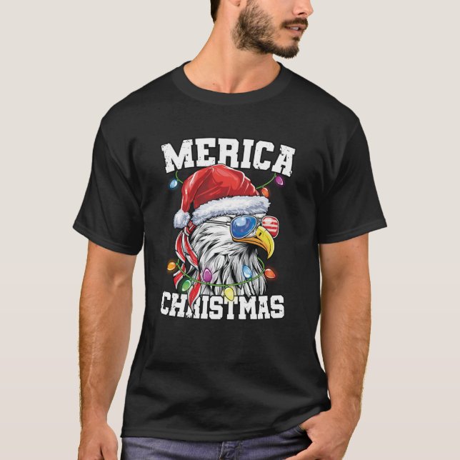 Merica Christmas Patriotic USA Patriotic Santa Bal T Shirt (Framsida)