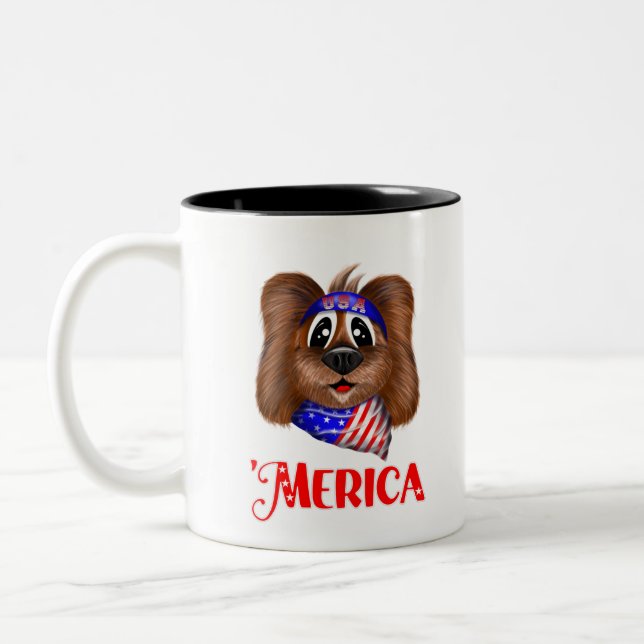 Merica Cute Hund Två-Tonad Mugg (Vänster)