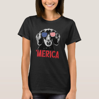 Merica Dachshund Hund American Flagga Sunglasses 4 T Shirt