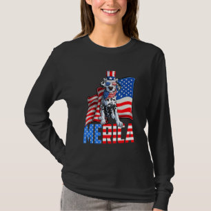 Merica Dalmatian 4 juli Amerikanska USA flagga Dal T Shirt