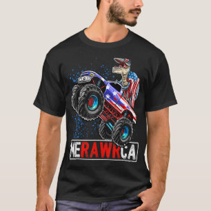 Merica Dinosaur Monster Lastbil 4:e juli Amerikans T Shirt