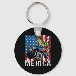 Merica Dinosaur Monster Lastbil Amerikanska Flagga Nyckelring
