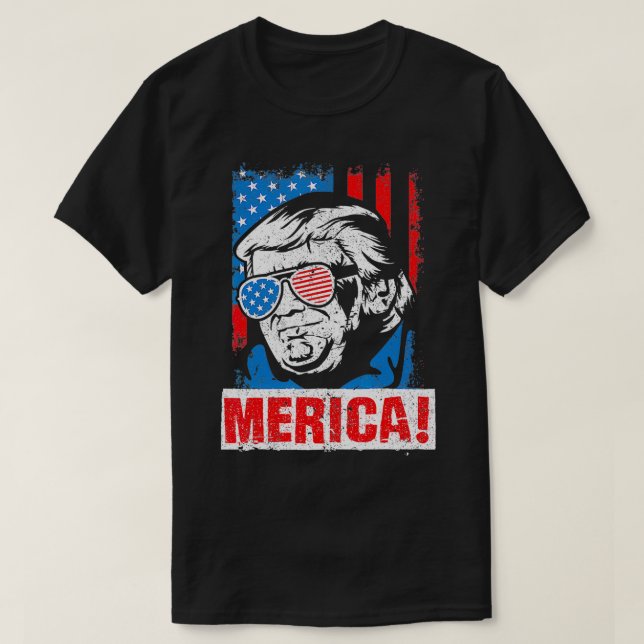 Merica Donald Trump USA flagga 2020 Valet Republi T Shirt (Design framsida)