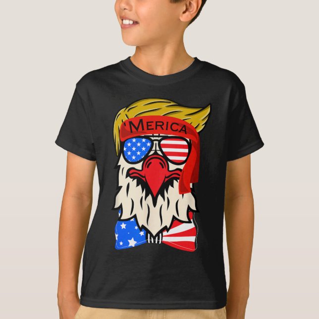 Merica Eagle 4:e juli Independence day amerikan T Shirt (Framsida)