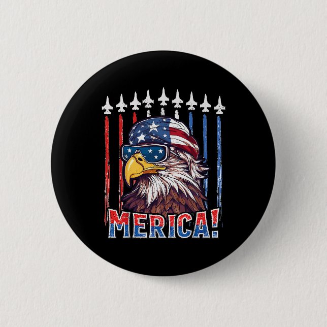 Merica Eagle 4:e juli: Patriotic Freedom Eagle Knapp (Framsida)