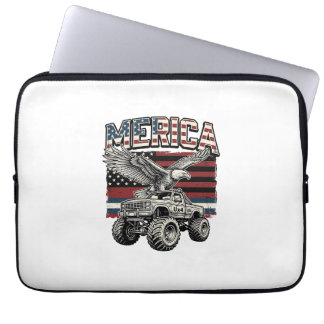 Merica Eagle Monster Truck Vintage Patriotisk Laptop Fodral