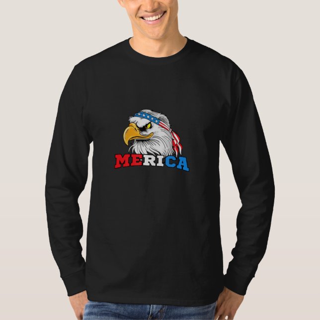 Merica Eagle Mullet 4:e juli Manar Amerikanska kvi T Shirt (Framsida)