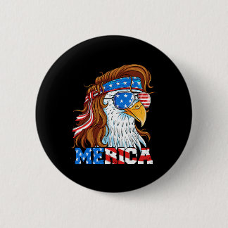 Merica Eagle Mullet 4 juli Amerikansk Flagga Usa Knapp