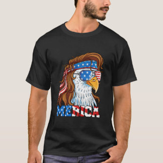 Merica Eagle Mullet 4 juli Amerikansk Flagga Usa T Shirt
