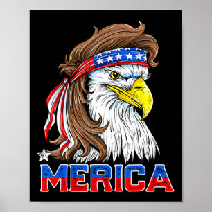 Merica Eagle Mullet 4 juli män kvinnor amerikansk Poster