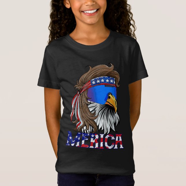 Merica Eagle Mullet American Flagga USA Manar 4:e  T Shirt (Framsida)