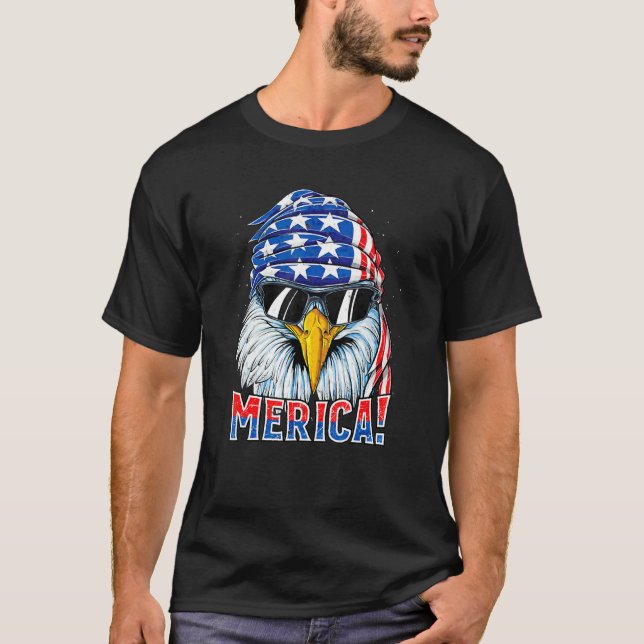 Merica Eagle Mullet American Flagga Usa Veterans 4 T Shirt (Framsida)
