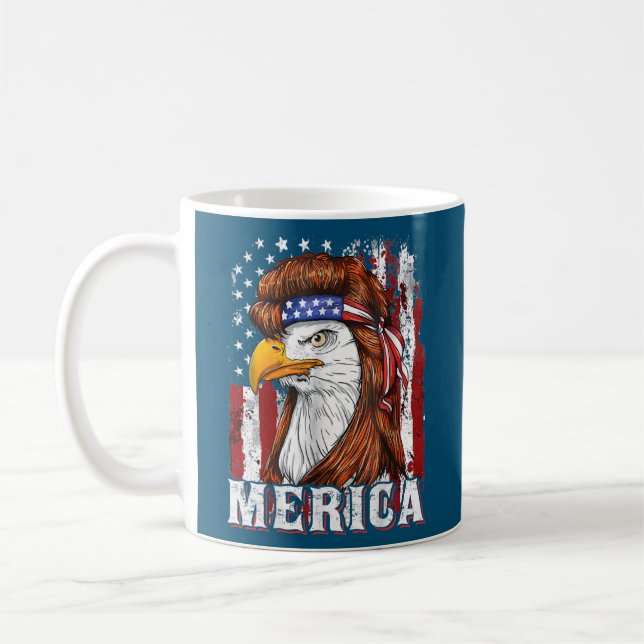 Merica Eagle Mullet American US Flagga 4:e juli Kaffemugg (Vänster)
