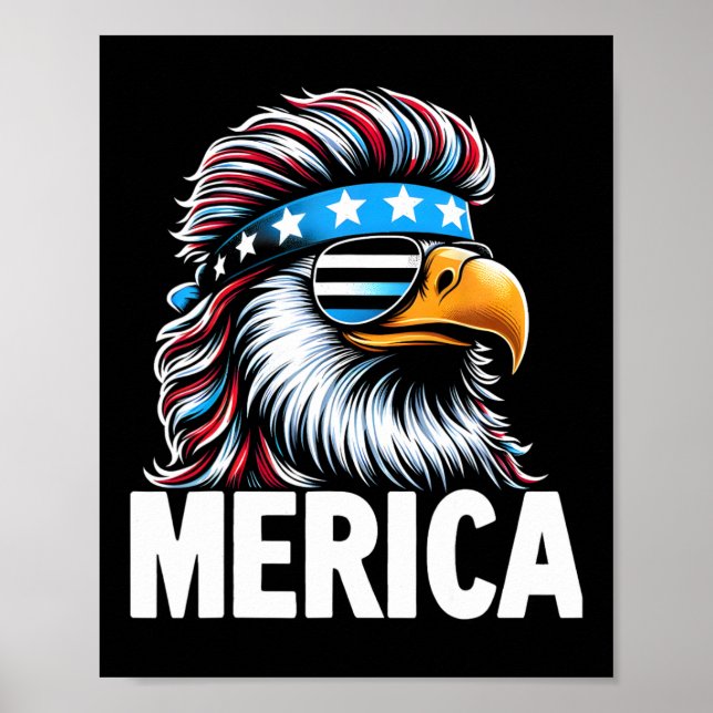 Merica Eagle Mullet Sungles Usa American Flagga Ea Poster (Framsidan)