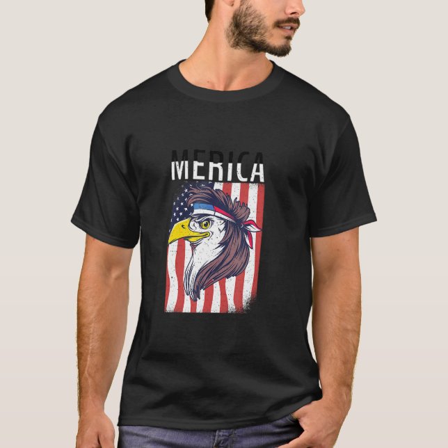 Merica Eagle Mullets 80 s Hairstyle-Pride T Shirt (Framsida)