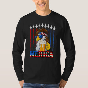 Merica Eagle with Beer America, Flagga 4 juli T Shirt