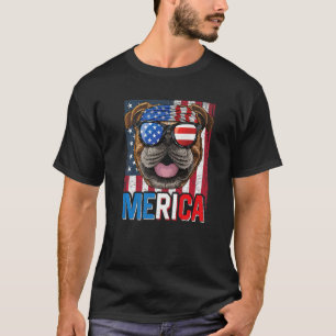 Merica English Bulldog Hund 4:e juli amerikanska F T Shirt