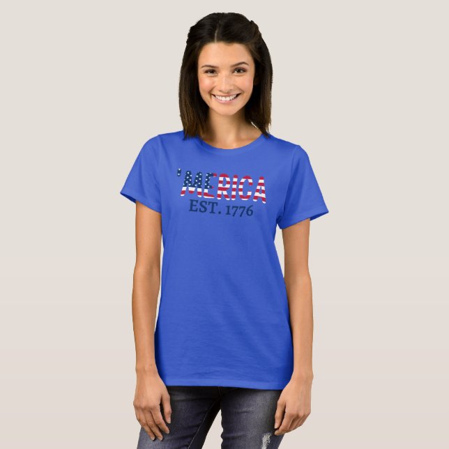 "merica Est. 1776 Patriotic American T Shirt (Hel framsida)