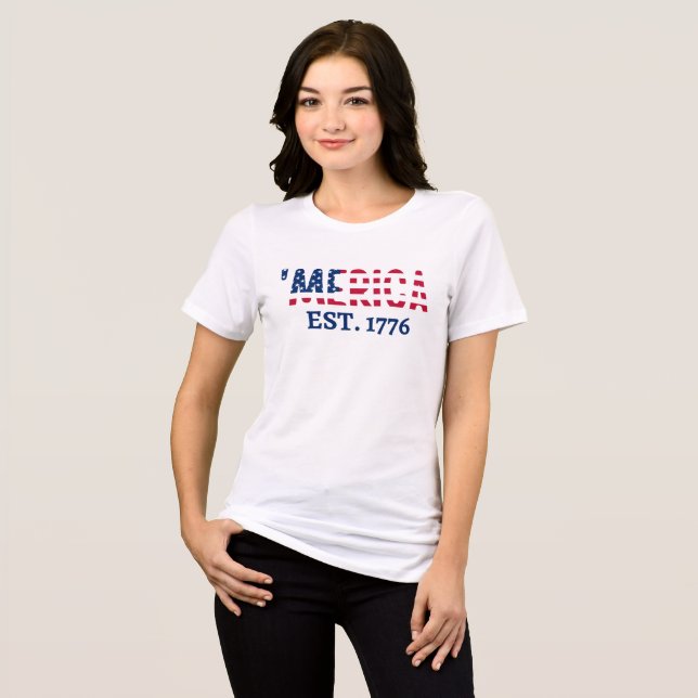 'merica Est. 1776  Patriotisk Amerikan T Shirt (Framsida Full)
