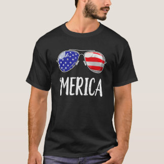 Merica Flag Sunglasses Patriotic 4th Of July Men T Shirt
