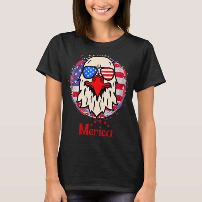 Merica Flagga Eagle Glass 3 T Shirt (Framsida)