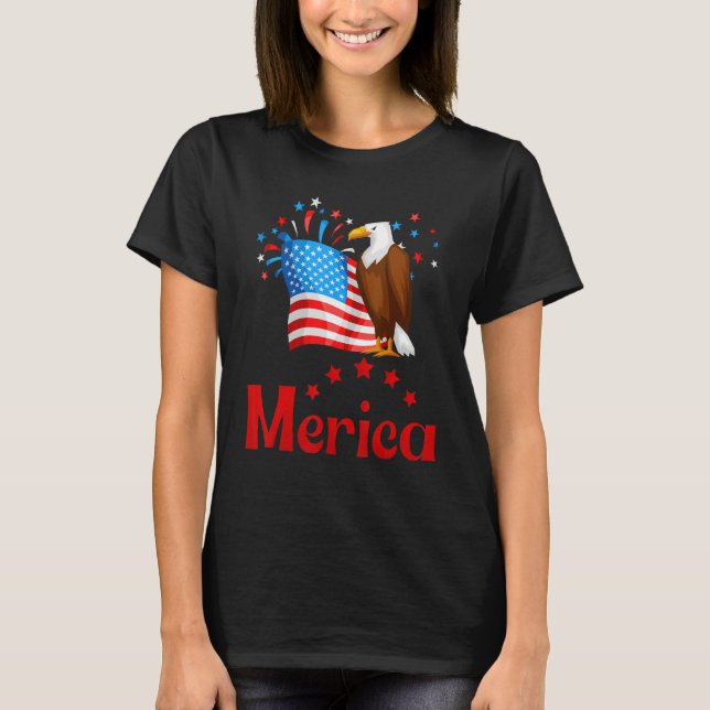 Merica Flagga Eagle Glass T Shirt (Framsida)
