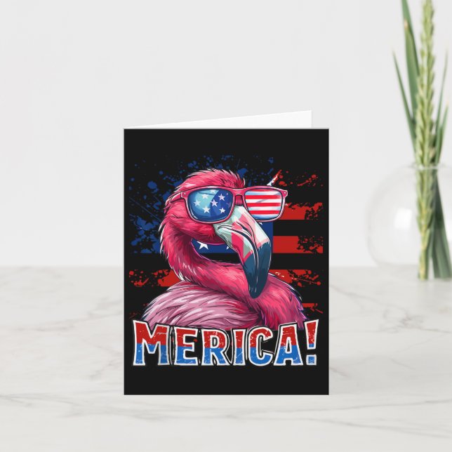 Merica Flamingo American Flagga Kids Manar Wom Kort (Framsida)