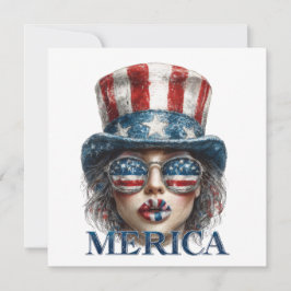 Merica Flickan, Fjärde Juli Glamourflicka med Stjä Inbjudningar